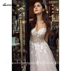 Vestidos de novia románticos de tul rosa brillante de NumberSea