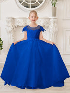 Vestido de princesa para primera comunión de niña de las flores, color marfil, con cola desmontable 