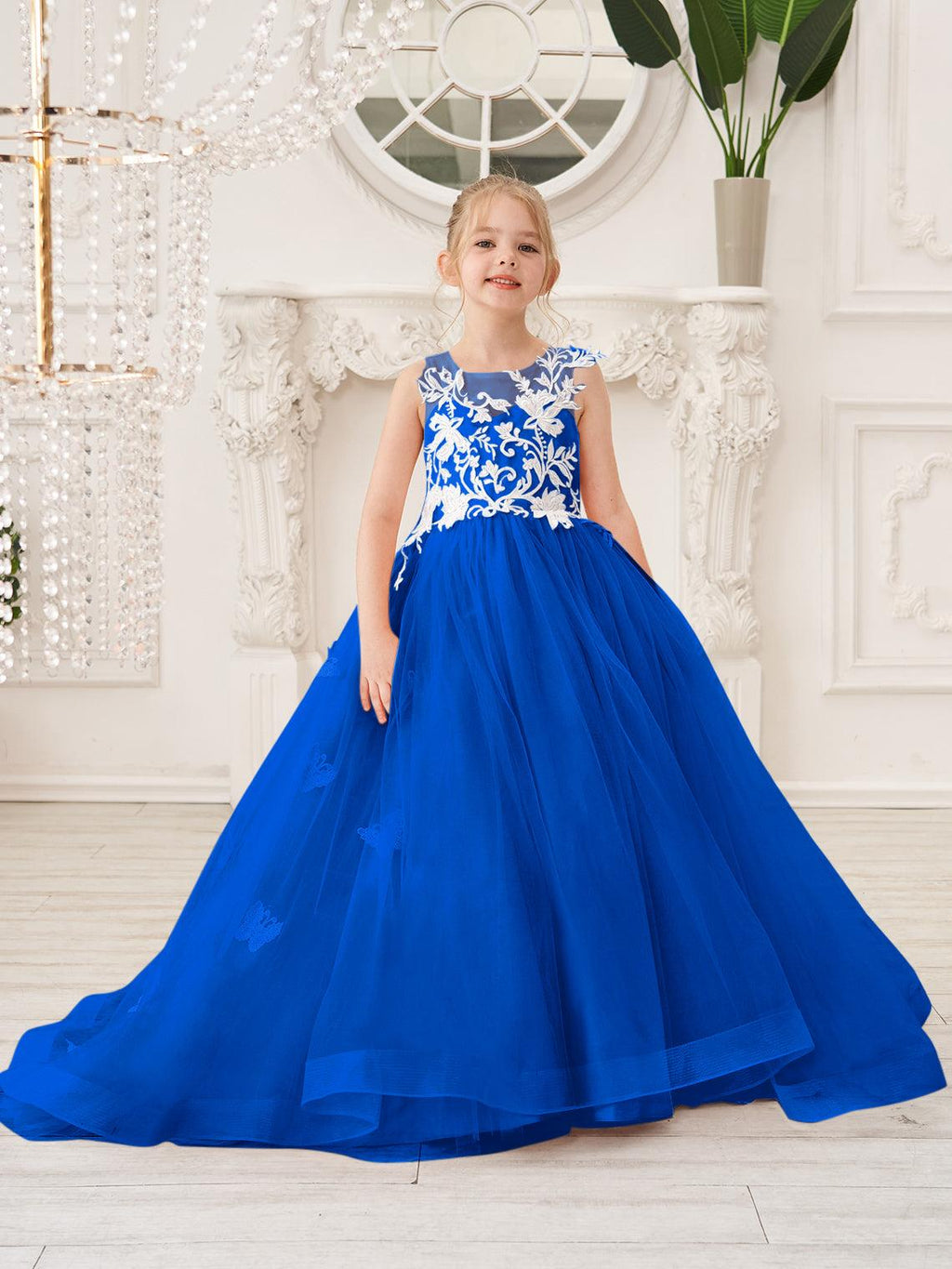 Elegante vestido de tul sin mangas estilo princesa de corte A para niña de las flores 