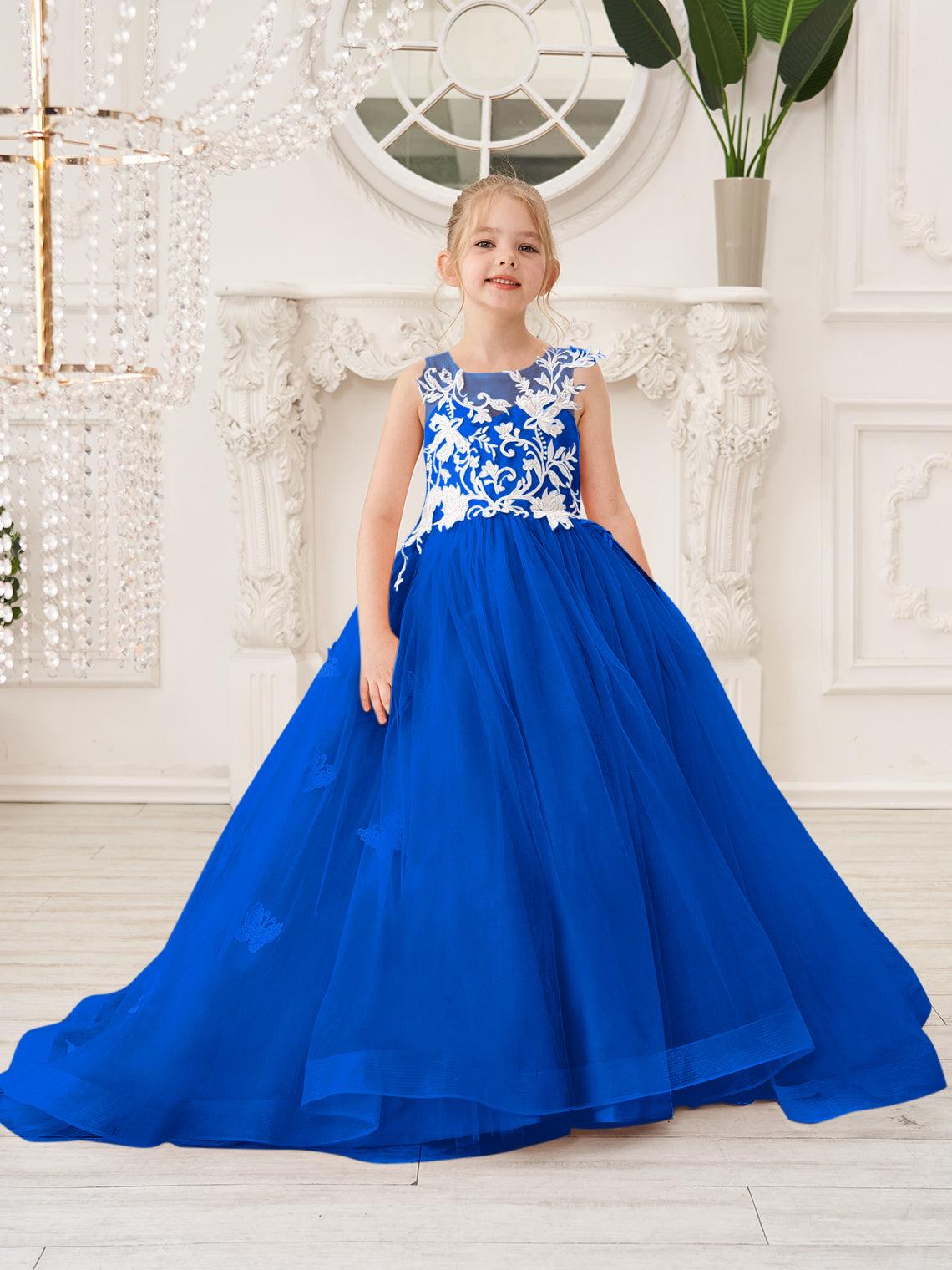 Elegante vestido de tul sin mangas estilo princesa de corte A para niña de las flores 