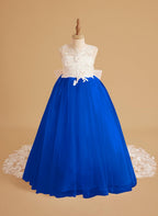 Dream Princess Sleeveless Detachable Train Flower Girl Dress