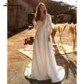 Vestidos de novia elegantes de satén con corte A y manga larga de NumberSea