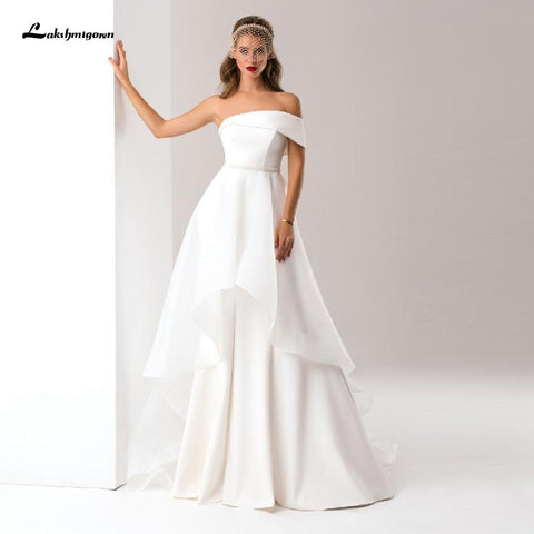 NumberSea-NumberSea Satin Detachable Skirt Wedding Dress Mermaid Elegant Ivory / 22W NumberSea-NumberSea Satin Detachable Skirt Wedding Dress Mermaid Elegant Ivory / 22W