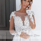Vestido de novia NumberSea de satén con mangas largas y talla grande