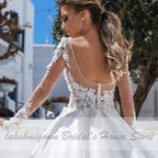 Vestido de novia NumberSea de satén con mangas largas y talla grande