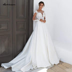 Vestido de novia NumberSea de satén con mangas largas y talla grande