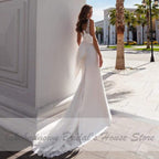 Vestido de novia de sirena de satén NumberSea Vestidos de novia Cola larga