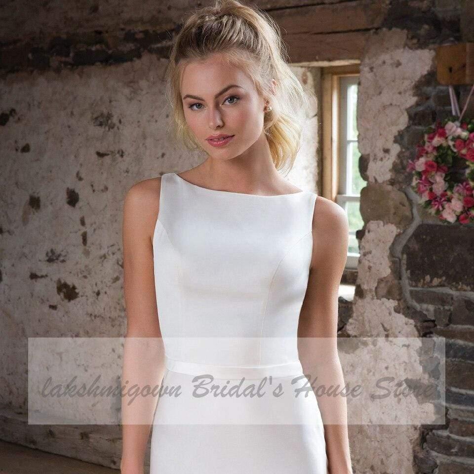 Vestidos de novia elegantes de sirena de satén sin mangas NumberSea