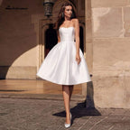 Vestido de novia corto de satén NumberSea, vestido de fiesta sin tirantes, sexy
