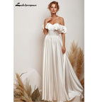 Vestido de novia de satén NumberSea, vestido de novia sexy con cordones