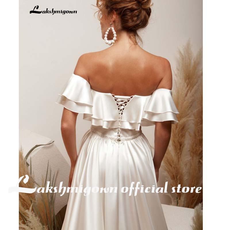 Vestido de novia de satén NumberSea, vestido de novia sexy con cordones