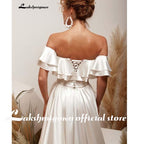Vestido de novia de satén NumberSea, vestido de novia sexy con cordones