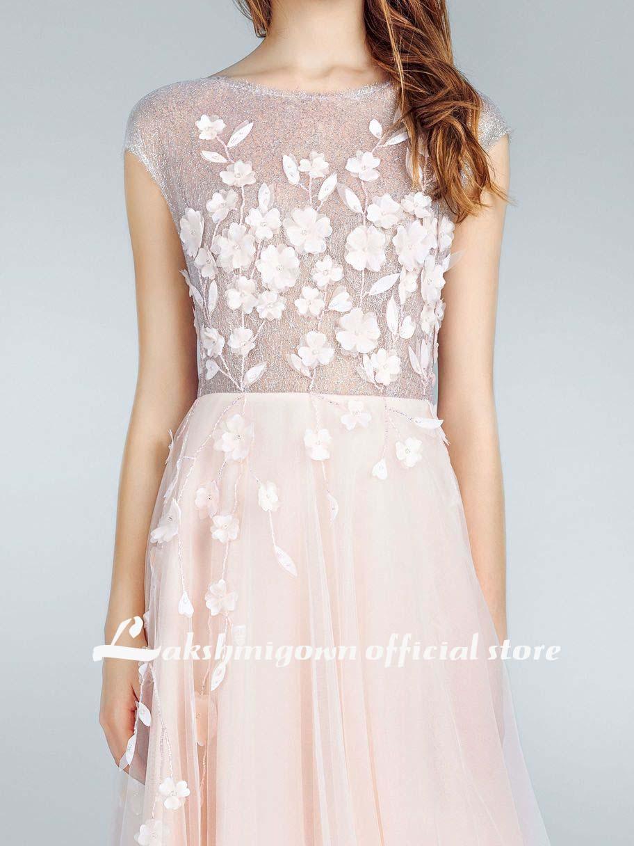Vestidos de novia sexys de corte A con apliques de encaje blanco de NumberSea