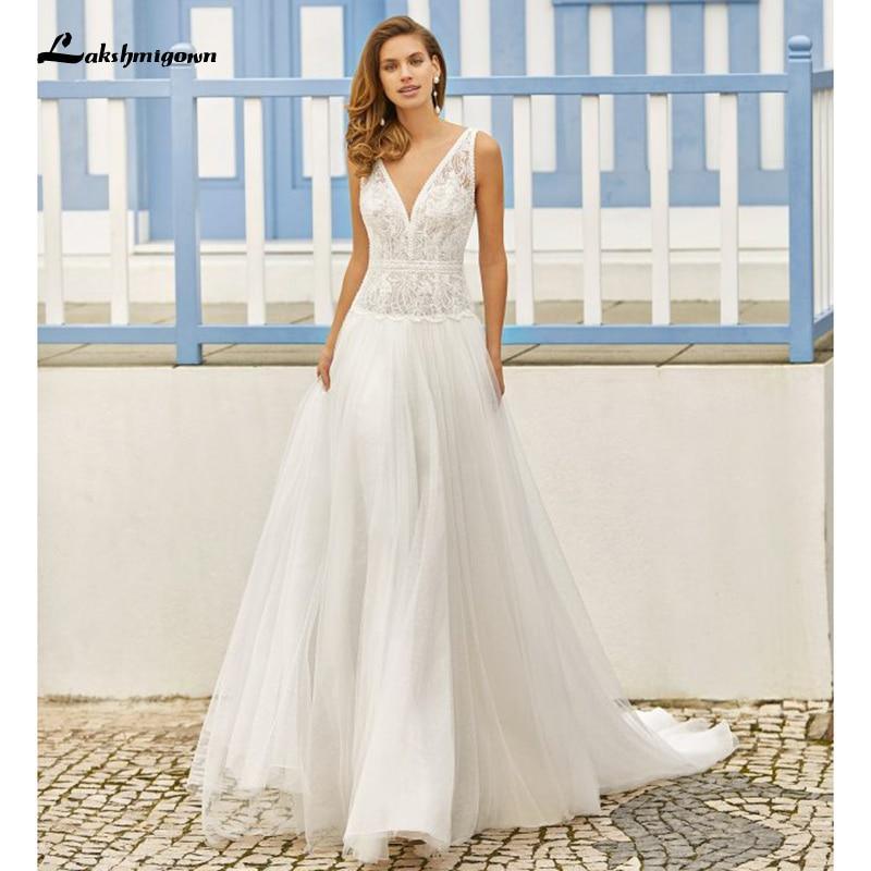 Vestido de novia de verano con escote en V profundo y espalda descubierta de NumberSea