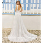 Vestido de novia de verano con escote en V profundo y espalda descubierta de NumberSea