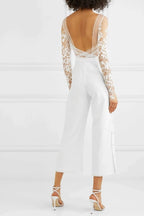 NumberSea Sexy Beach Jumpsuit Wedding Dresses Long Sleeve Backless