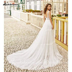 Vestidos de novia de encaje sexys de NumberSea para playa, sin espalda, corte A