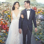 Vestido de novia sexy NumberSea con escote en V profundo y corte A