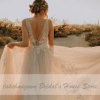 Vestido de novia sexy NumberSea con escote en V profundo y corte A