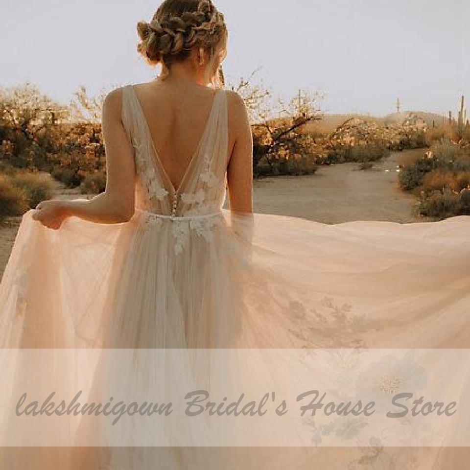Vestido de novia sexy NumberSea con escote en V profundo y corte A