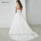 Vestidos de novia con corsé sexy de NumberSea con cordones y hombros descubiertos