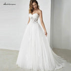 Vestidos de novia con corsé sexy de NumberSea con cordones y hombros descubiertos