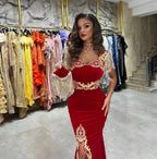 Vestido de fiesta sexy de sirena rubí sin mangas con escote corazón y abertura