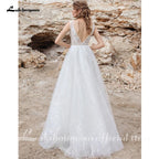 Vestido de novia de encaje blanco marfil con lentejuelas brillantes y sexy de NumberSea