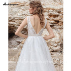 Vestido de novia de encaje blanco marfil con lentejuelas brillantes y sexy de NumberSea