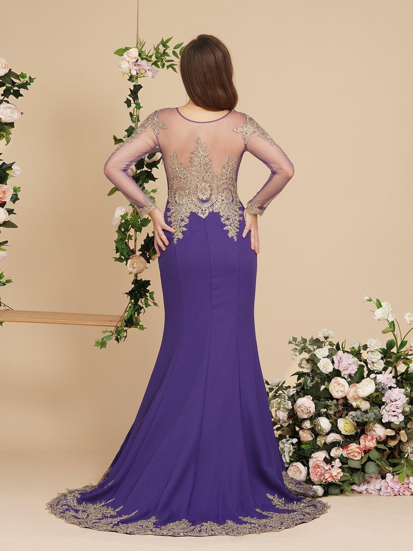 Vestidos de fiesta de sirena con mangas largas y apliques de encaje sexy
