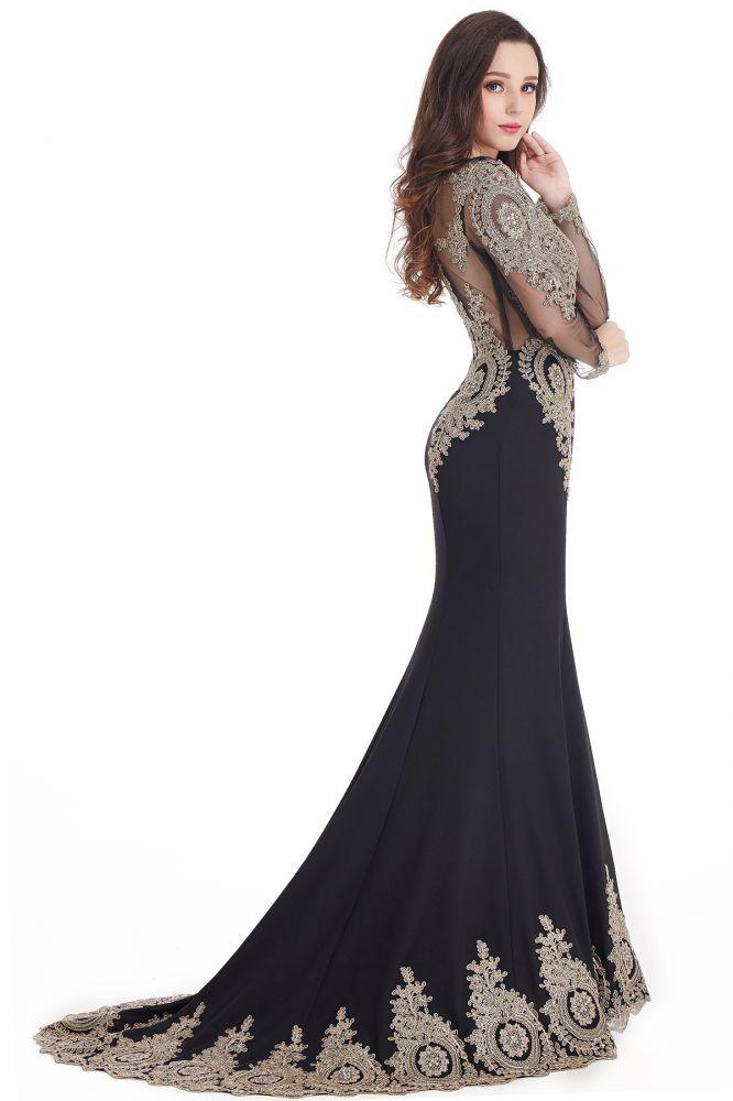 Vestidos de fiesta de sirena con mangas largas y apliques de encaje sexy