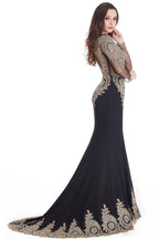 Vestidos de fiesta de sirena con mangas largas y apliques de encaje sexy