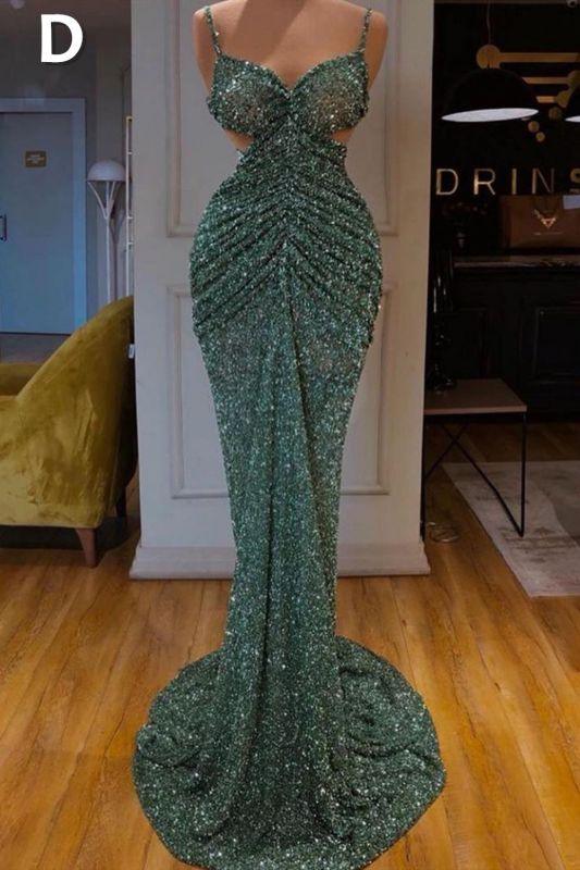 Vestido de fiesta largo y sexy con lentejuelas verde menta y corte sirena