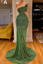 Vestido de fiesta largo y sexy con lentejuelas verde menta y corte sirena
