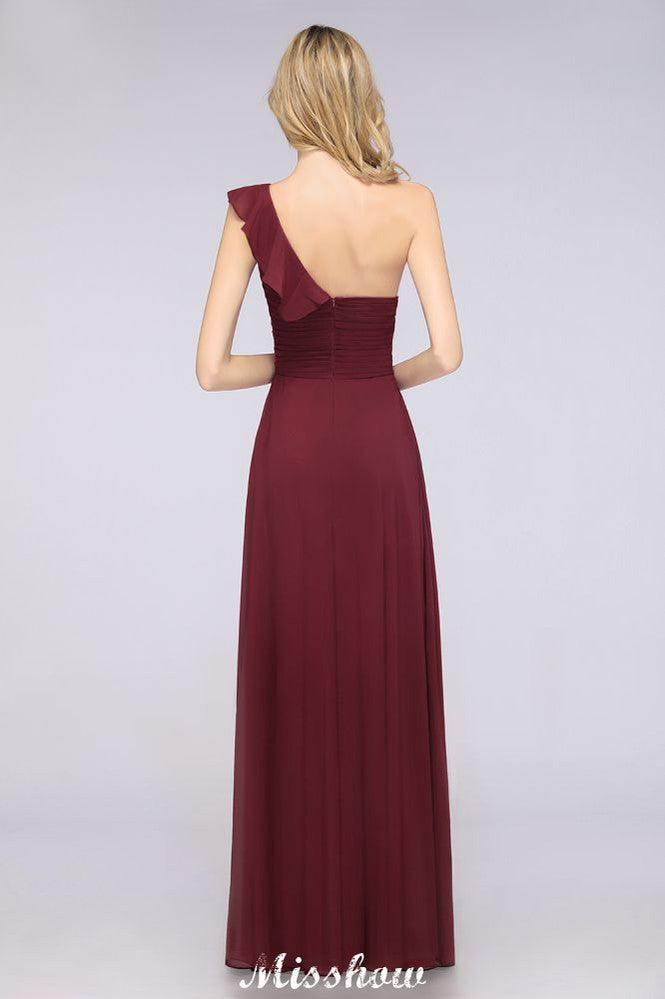 Sexy One-Shoulder Sweetheart Ärmelloses Brautjungfernkleid Rüschen Strand Hochzeitsfeierkleid