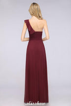 Sexy One-Shoulder Sweetheart Ärmelloses Brautjungfernkleid Rüschen Strand Hochzeitsfeierkleid