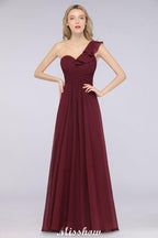Sexy One-Shoulder Sweetheart Ärmelloses Brautjungfernkleid Rüschen Strand Hochzeitsfeierkleid