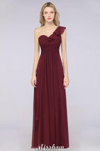 Sexy One-Shoulder Sweetheart Ärmelloses Brautjungfernkleid Rüschen Strand Hochzeitsfeierkleid