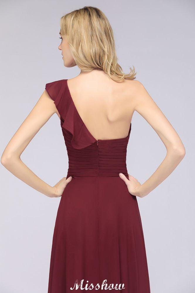 Sexy One-Shoulder Sweetheart Ärmelloses Brautjungfernkleid Rüschen Strand Hochzeitsfeierkleid