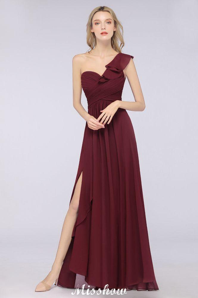 Sexy One-Shoulder Sweetheart Ärmelloses Brautjungfernkleid Rüschen Strand Hochzeitsfeierkleid