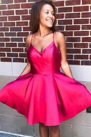 Sexy Red Spaghetti Strap A-line Homecoming Dress Short Party Gown