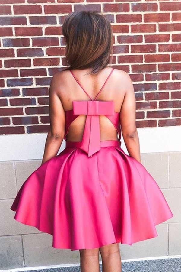 Sexy Red Spaghetti Strap A-line Homecoming Dress Short Party Gown