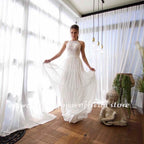 Vestidos de novia de playa sexis con encaje transparente y espalda descubierta de NumberSea