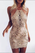 Vestido mini sexy con lentejuelas para fiesta, regreso a casa y graduación.