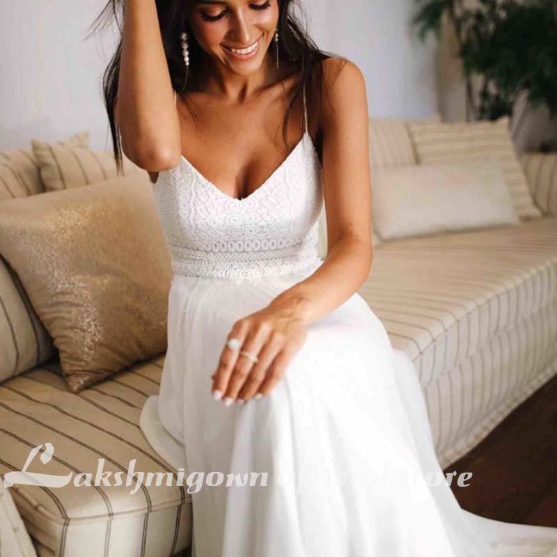 Vestido de novia de verano sexy con apliques de encaje de NumberSea