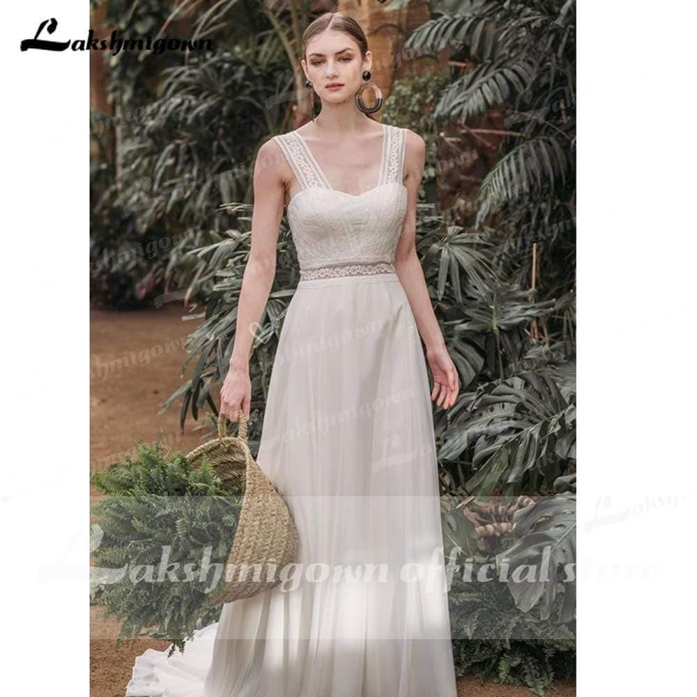 Vestidos de novia NumberSea con escote corazón, sin mangas, de encaje, de gasa y espalda descubierta
