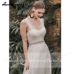Vestidos de novia NumberSea con escote corazón, sin mangas, de encaje, de gasa y espalda descubierta