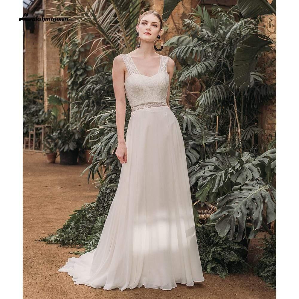 Vestidos de novia NumberSea con escote corazón, sin mangas, de encaje, de gasa y espalda descubierta