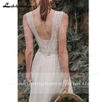 Vestidos de novia NumberSea con escote corazón, sin mangas, de encaje, de gasa y espalda descubierta