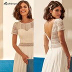 Vestido de novia sexy NumberSea de talla grande de gasa para playa, vestido de novia con encaje